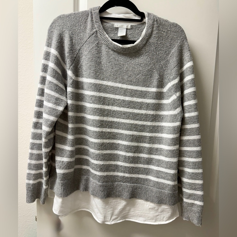 Design History Gray and White Striped Sweater